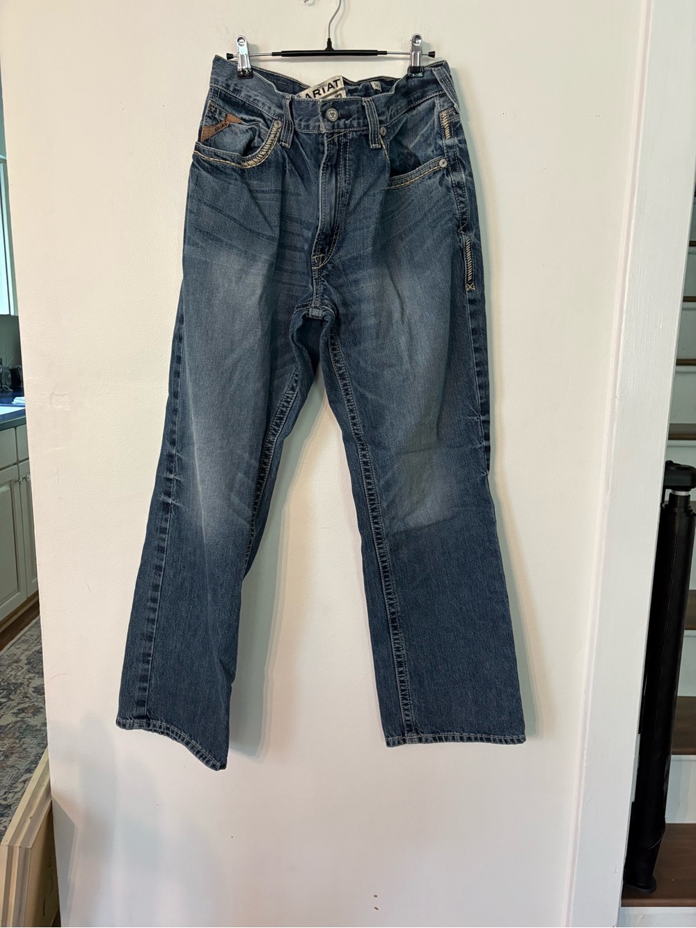 Ariat Men's Dark Blue Straight Jeans with Subtle Fading